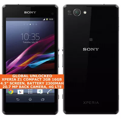 SONY XPERIA Z1 COMPACT D5503 2gb 16gb Camera 4.3  Android Smartphone • $266.24