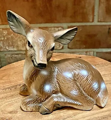 VTG Ceramic Deer Fawn Figurine Brown W/ White Spots 5  Taiwan Christmas Decor • $9