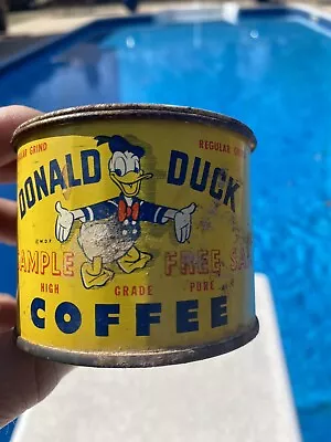 Vintage DONALD DUCK Coffee Free Sample Can Goyer Coffee GREENVILLE Ms. Bank • $75