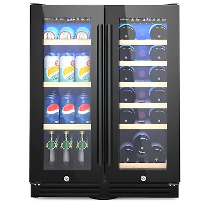 £689.49 • Buy Double Door Dual Zone Beverage Wine Fridge Auto Defrost Drinks Refrigerator 120L