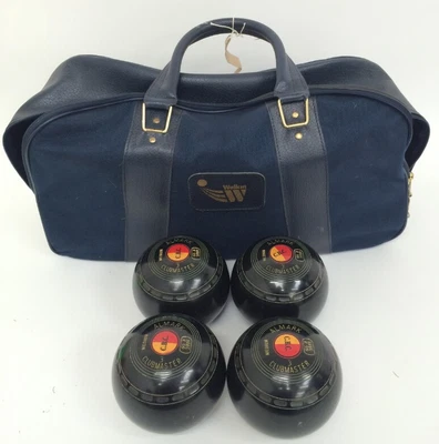 £26 • Buy ALMARK CLUBMASTER Medium Bowls X4 Size 3 BIBC K99 With Carry Case & Cloths  