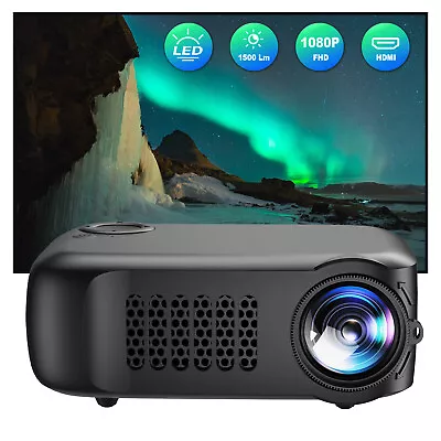 Mini Portable Projector 1080P HD LED Smart Mobile Phone Children Bundle Outdoor • £34.99