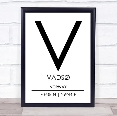 $32.20 • Buy Vads° Norway Coordinates World City Travel Quote Wall Art Print