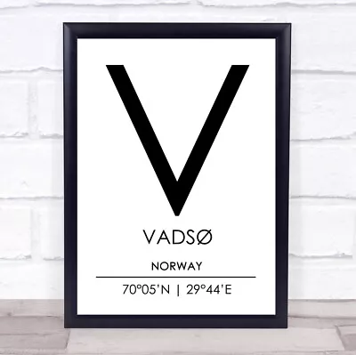 Vads° Norway Coordinates World City Travel Quote Wall Art Print • $9.29