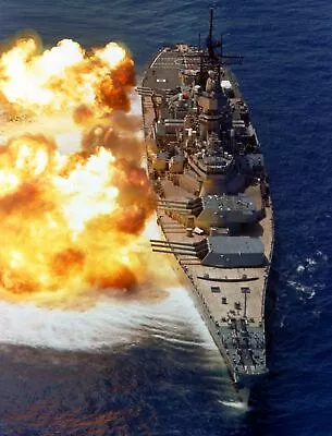 USS_IOWA Fires Broad Side View  8.5 X 11 PHOTO • $11.95