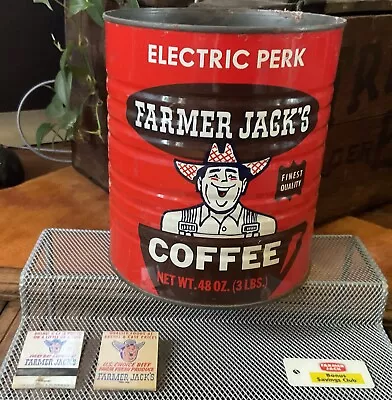 Vintage FARMERS JACKS Store Lot - Coffee Tin Can Bonus Card Matches - Detroit • $39.97