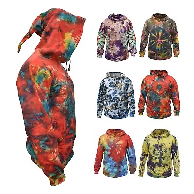 Tie Dye Pixie Elf Hood Cotton Pullover Hoodie Bright Multicolor Mens Womens  • £34.99