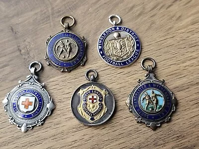 5x NON LEAGUE FOOTBALL SILVER MEDAL FOBS HALLMARKED (15) • £80