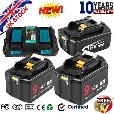 For Makita 18V Battery 6.0Ah 9.0Ah BL1850 BL1860B BL1890 / Double Charger UK • £19.49