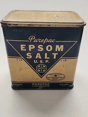 Vintage - Purepac 1 LB. Epsom Salt Tin - Purepac Corporation New York NY • $8