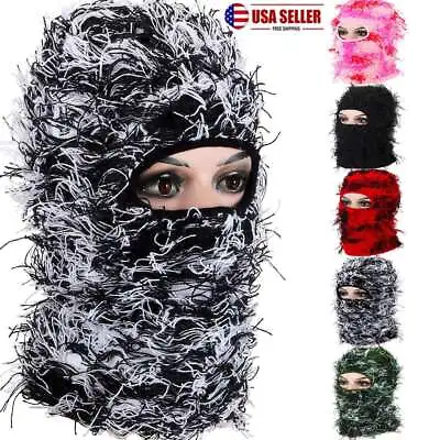 Knitted Balaclava Face Mask For Men Women Distressed Balaclava Ski Mask Headwear • $8.73