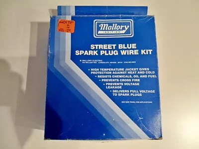 Mallory Vintage 7mm Blue Silicon Solid Copper Core V-8 Ignition Wire Set • $95