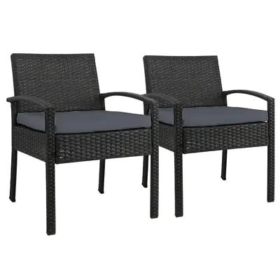 $229 • Buy Set Of 2 Outdoor Dining Chairs Wicker Chair Patio Garden Furniture Lounge Settin