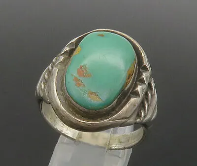 NAVAJO 925 Sterling Silver - Vintage Large Turquoise Band Ring Sz 11.5 - RG16841 • $171.17