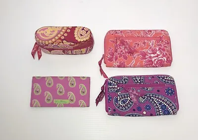 Vera Bradey Lot Zip Around Wallet Checkbook Cover Eyeglasses Case Pink Paisley • $16.50