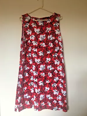 Marks & Spencer Ladies Sleeveless Red Shift Dress White/Black Flower Pattern • £4.99