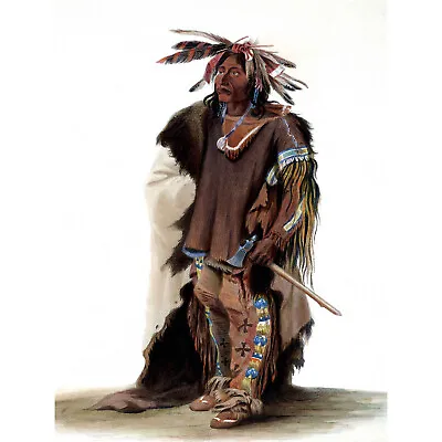 Painting Study Native American Bodmer Sioux Warrior Poster Art Print Bb12251b • £11.99