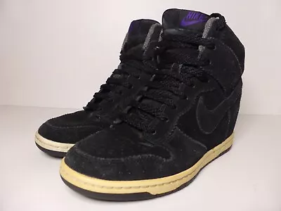 Nike Dunk Sky Hi Women’s US8 Black Suede Hidden Wedge Sneakers 528899-014 USED  • $70