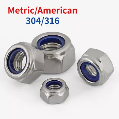 Hex Nylon Insert Locking / Anti-Loose Nuts 304 / 316 Stainless Steel M2 - M24 • $1.34