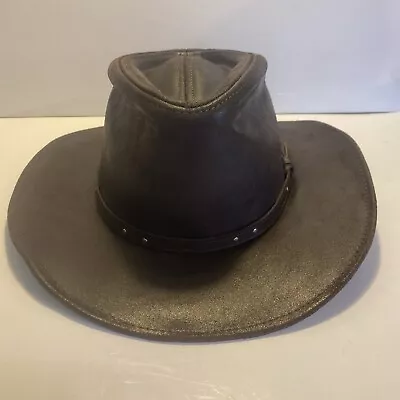 VTG STERKOWSKI HANDMADE BROWN LEATHER COWBOY HAT SIZE XL 7 5/8 [61 CM]  NWT Box • $75