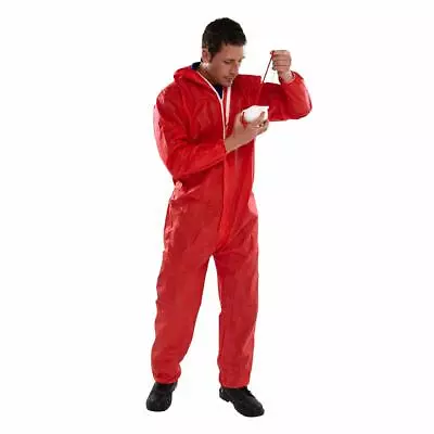 £5.95 • Buy Disposable Coveralls Overalls Boilersuit Hood Painters Protective Suit (RED)