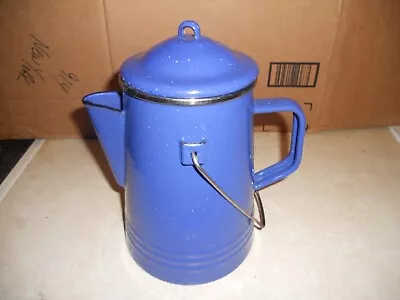 Vntg Porcelain Enamel On Steel Blue Speckled Coffee Pot/percolator Vguc Free Shi • $39.99