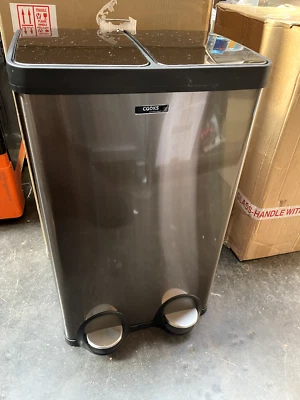 £2.64 • Buy Cooks Professional 60L Dual Recycle Kitchen Pedal Bin, 2 Removable Sections
