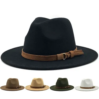 Fedora Hat Classical Wide Brim Gangster Cap Men Women Vintage Trilby Panama Hats • $11.75