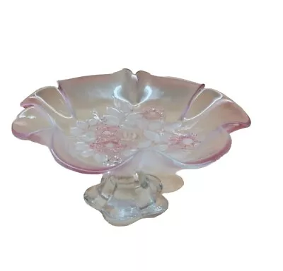 Glass Bowl Decorative Mikasa Rosella Pink Flowers Ruffled Edge Vintage Germany • $15