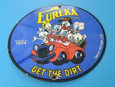 Vintage Eureka Vacuum Cleaner Porcelain Gas Motor Oil 12  Service Sign • $136.37
