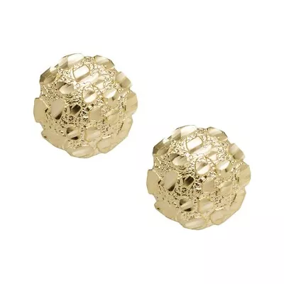 $45 • Buy Large 10k Solid Gold Nugget Cookie Earrings