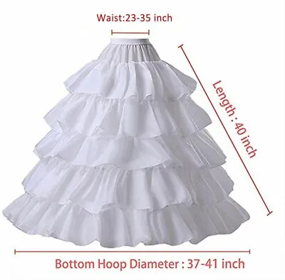 Wedding Petticoat Crinoline Skirt 4 Hoop 5 Layer Ball Gown Slip Underskirt Women • £17.99