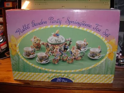 Vintage Rabbit Garden Party Springtime Tea Set  20 Piece • $39.95