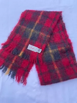 Cushendale Mohair Wool Scarf Made In Ireland Plaid Red • $26