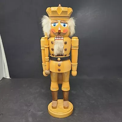 EKM Seiffener Volkskunst Germany Natural KING NUTCRACKER 15  TALL Wood Folk • $75