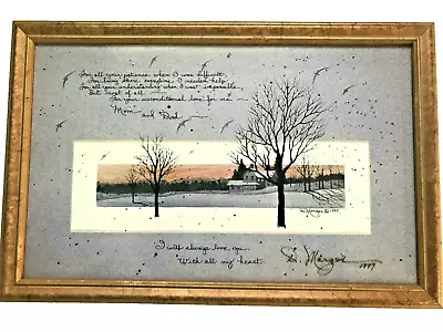 D Morgan Framed Print Signed Winter Home Tree Snow Mom Dad Love 1999 Gallery • $89.95