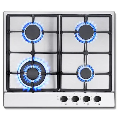 Gas Hob 4 Burners 60cm Stainless Steel Kitchen Built In Gas Cooktop NG/LPG • £103.99
