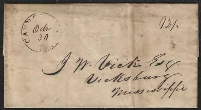 1844 Folded Cover Carrollton Mississippi To Vicksburg MS • $10