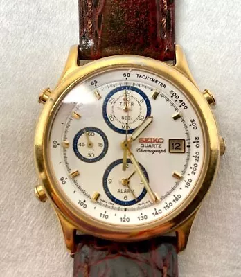 Vintage Seiko Chronograph Watch 7T42-6A49 Working Condition • $99