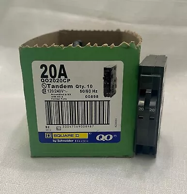 Square D QO2020 20 Amp 1 Pole Tandem Twin - No Hook - Circuit Breaker Brand New! • $45.99