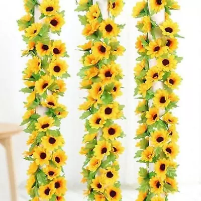 2 Pcs Artificial Sunflower GarlandSunflower Vine With LeavesHanging Garland Wi • $12.11