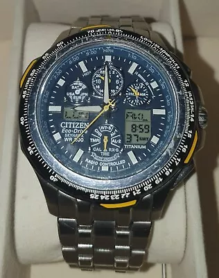 Citizen Men’s Eco-Drive Titanium A-T Alarm Skyhawk Blue Angels Watch JY0050-55L • £260