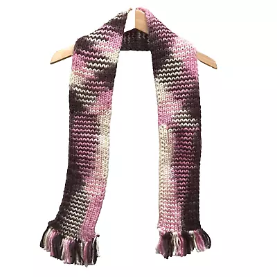 Women's Chunky Knit Scarf Handmade Pink Pastels Fall Winter Neck Accessory     C • $3.82