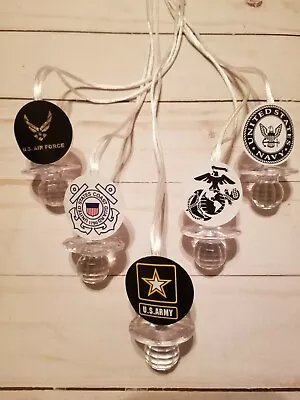 12 US Military  Baby Shower Pacifier Necklaces Guest Favors Army Navy Air Force  • $18