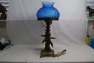 Antique L & L Bronze Cherubs Table Lamp • $125