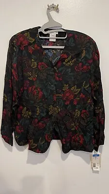 Vintage Womens Blouse Shirt Top Size 10 Red Green Floral Work Boho • $53.65