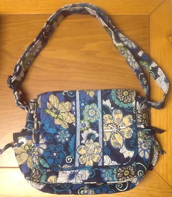 EUC Vera Bradley Mod Floral Blue Lindsay Lindsey Shoulder Or Crossbody Bag • $29.99