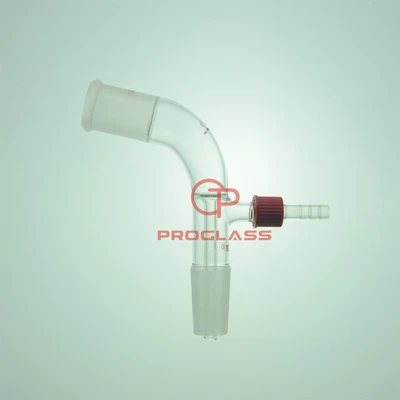 $15 • Buy 24/40 Glass Vacuum Take Off Adapter Bent Short Stem Wit Removable Hose Connector
