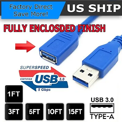 USB 2.0 3.0 Extension Extender Cable Cord USB A Male To Female 1-16FT HIGH SPEED • $4.99