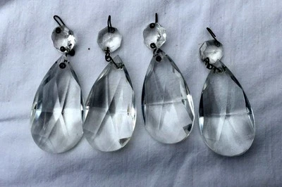 $35 • Buy Vintage Italian Crystal Tear Drops Chandelier Parts Lot Of 4